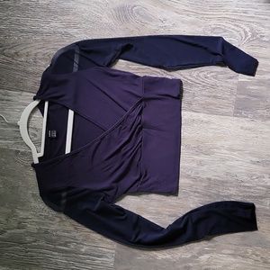 Shein crop navy blue top